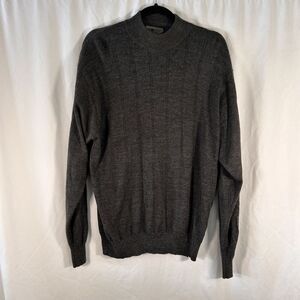 Per Me Uomo Wool Blend Sweater Men's Large Grey Lightweight Long Sleeve Pullover